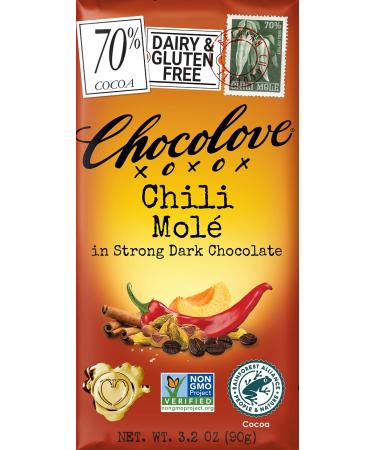 Chocolove Chili Mole in Strong Dark Chocolate 70% Cocoa 3.2 oz (90 g)