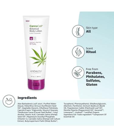 Andalou Naturals CannaCell Body Lotion - 8.5 oz | Hydrating Ritual for Healthy Skin - Buy Online on GoSupps.com