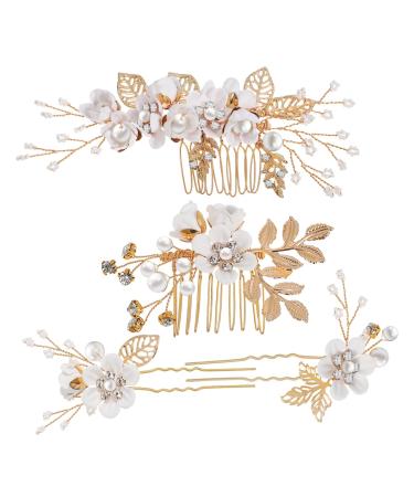 FOMIYES 1 Set Comb Set Rhinestones Wedding Hair Clip Bridesmaids Hair Jewelry Bride Headdress Pearl Hair Barrette Rhinestone Hair Accessories Wedding Hair Pin Hair Side Combs Alloy White