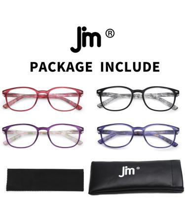 JM Reading Glasses Set of 4 - Quality Spring Hinge Readers for Men & Women +4.0 Mixed Color Pack - Buy Online on GoSupps.com