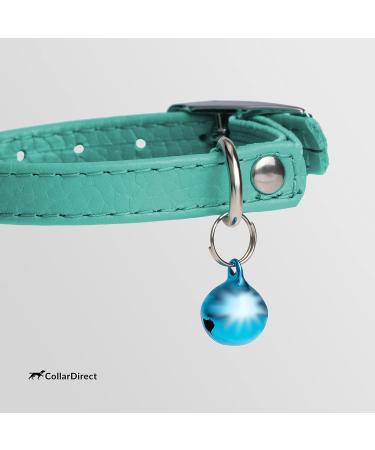 Collardirect Leather Cat Safety Collar with Elastic Belt & Bell - Adjustable 15-18 cm in Black Blue Red Orange Green Pink & Mint Green | International Shipping Available - Buy Online on GoSupps.com