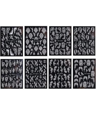 Flower Nail Stickers 5D Lace Engraved Nail Decal Self Adhesive Carving DIY Nail Art Style 3 Nail ornament - Buy Online on GoSupps.com