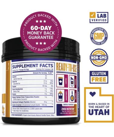 Zhou Nutrition MCT Collagen - Natural Vanilla 13.4 oz | Healthy collagen supplement - Buy Online on GoSupps.com