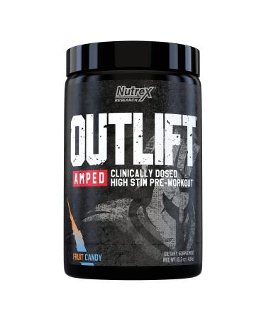 Nutrex Research Outlift Amped | Premium High Stim Pre Workout for Men and Women with Intense Energy & Focus, Increase Pumps with Citrulline, Creatine, & Beta-Alanine | Fruit Candy Flavor, 20 Servings