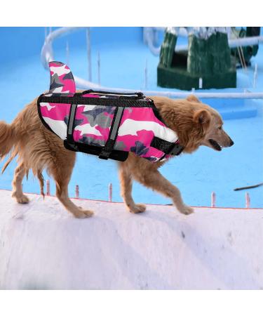 JOYPAWS Dog Life Jacket | Fashion Pet Swimming Vest | Adjustable Handle | M Medium Camouflage Pink Shark - Buy Online on GoSupps.com