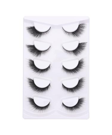 gootrades Cat Eye Eyelashes Fox Eye Lashes 3D Faux Mink False Eyelashes  5 Pairs Winged Eyelashes  Natural Look L Curl Mimic Eyelashes Extension(Style-03)