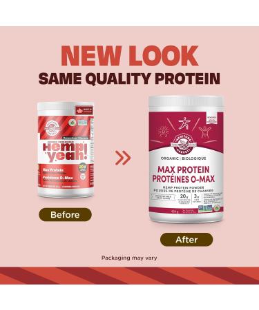 Manitoba Harvest Hemp Organic Max Protein Powder Unsweetened 454g with 20g protein and 4.5g Omegas 3/6 per Serving - Buy Online on GoSupps.com