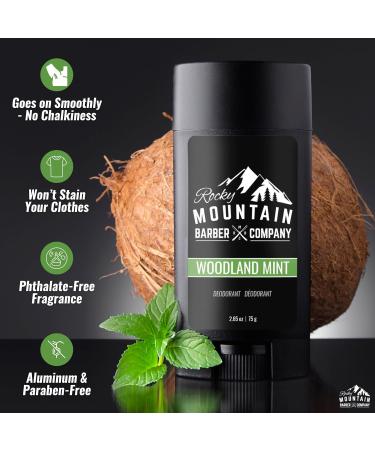 Natural Deodorant for Men - Aluminum Free - Made with Simple Plant-Based Ingredients & Peppermint Essential Oil - Made in USA - Woodland Mint Scent - 2 .65 oz - Buy Online on GoSupps.com