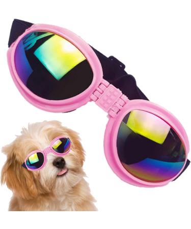 Luckxing Glasses for Dogs | Cat & Dog Barrel Glasses for Medium Dogs | Windproof Soft Eye Protection - Pink - Buy Online on GoSupps.com
