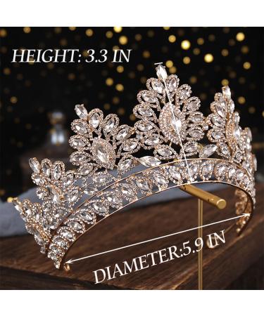 Baroque Gold Crystal Pearl Wedding Crown Tiara for Women and Girls - Elegant Rhinestone Hair Accessories - Buy Online on GoSupps.com
