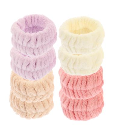 Beavorty 8pi ces Bracelets Nettoyants pour Visage Flanelle Bracelets Portables Pratiques pour Femmes Serviettes de Poignet Extensibles pour Voyages et Routines Spa