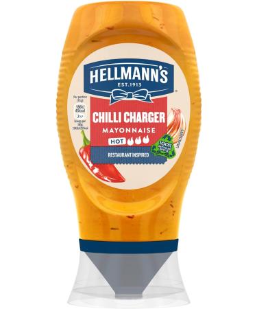 Hellmann's Chilli Charger Squeezy Mayonnaise 100% recycled plastic bottle ideal spicy condiment for sandwiches and wraps 8x 250 g - Buy Online on GoSupps.com
