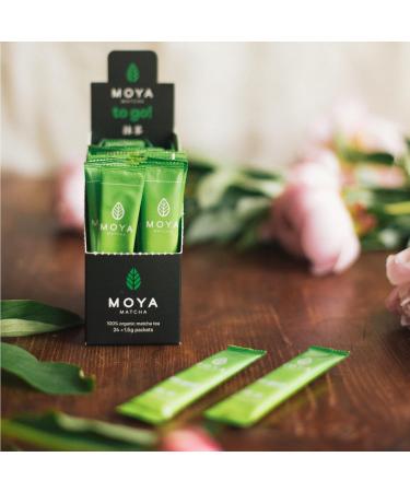 Organic Moya Matcha to Go! Set | 24 x 1.5g Matcha to Go Sticks + Glass Shaker 330ml | Set for The Preparation of hot&Cold Matcha | Ideal for Work While Traveling or at The Gym 24 x 1 5g Matcha To Go Sachets + Glass Shaker - Buy Online on GoSupps.com