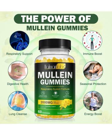 Mullein Gummies for Lungs 2000 MG(50:1 Extract) Mullein Leaf Extract for Lung Cleanse and Respiratory Support Natural Mullein Herbal Supplement Pear Flavor Gummies 60 Count 60 Count (Pack of 1) - Buy Online on GoSupps.com