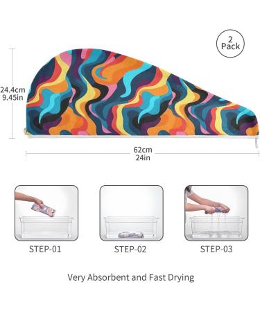 Abstract Patterns Hair Towel 2 Pack | Super Absorbent Quick Dry Hair Turbans for Women & Girls - Buy Online on GoSupps.com