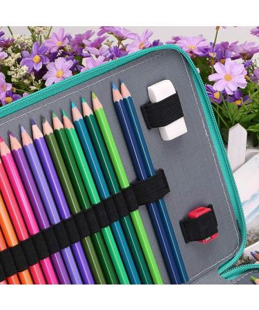 BTSKY 200 Slots Colored Pencil Organizer - Deluxe PU Leather Pencil Case Holder With Removal Handle Strap Pencil Box Large for Colored Pencils Watercolor Pencils (Green) - Buy Online on GoSupps.com