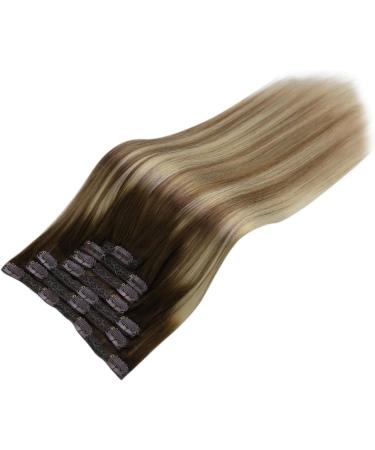 Moresoo 18 Inch Balayage Brown to Chestnut Brown Clip in Human Hair Extensions - 7 Pieces/120g #3/8/22 - Buy Online on GoSupps.com
