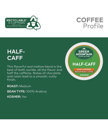 Green Mountain Coffee Half Caff K-Cup Pods - Medium Roast, 96 Count - Buy Online on GoSupps.com