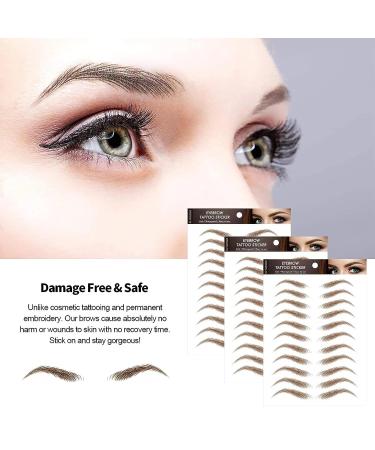 4D Hair-like Brown Eyebrow Tattoo Stickers - 88 Pairs, Waterproof, Natural Look for Women - Buy Online on GoSupps.com