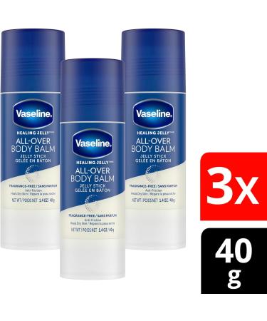 Vaseline Healing Jelly All Over Body Balm Jelly Stick dry skin relief gel moisturizer Original Petroleum Jelly for hard to reach spots 40 g (Pack of 3) & Lip Therapy Original 2x4.8g Skin Moisturizer+ 2 Pack - Buy Online on GoSupps.com