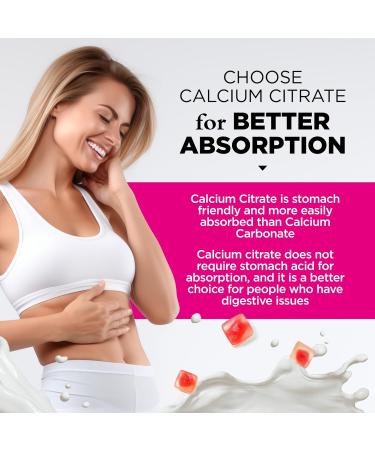 Calcium Citrate Filled Vegan Omega 3 Gummies for Women Calcium Citrate 1000mg with Algae Omega 3 1000mg - Buy Online on GoSupps.com