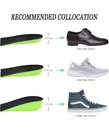 Height Increase Insoles for Men Women Elastic Shock Absorbing Heel Lift Inserts Shoe Cushion Pad Soft Comfort Height Lift Shoes Insoles (3.5cm Black&Green) 3.5cm Black&green - Buy Online on GoSupps.com