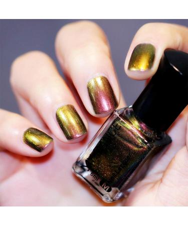 Chrome Nail Polish - 6ml Chameleon Nail Polish Holographic Glitter Nail Varnish Quick Dry Polish for Nail High Shine Finish Long Lasting Nail Paint No Need Cure Gel Nail Polish for Women DIY at Home N44