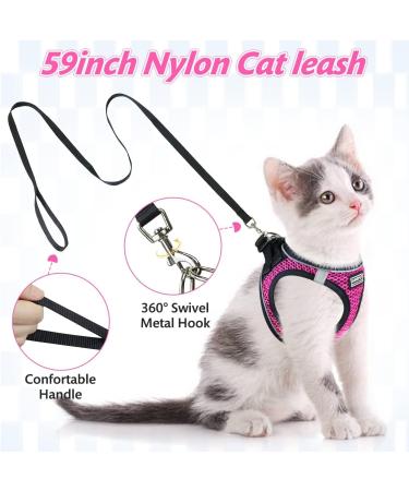 Cat Harness and Lead for Walking Escape Proof Adjustable Kitten Harness and Lead Set with Reflective Strip Soft Mesh Kitten Vest Harness for Outdoor Comfort Fit Easy to Control XS Pink - Buy Online on GoSupps.com