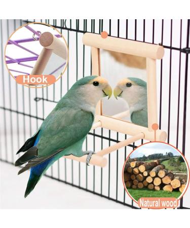 Bird Mirror Swing Toy for Small Parrots - Hanging Play Mirror for Greys, Parakeets, Cockatoos, Cockatiels, Conures, Lovebirds, Canaries, Macaws and African Parrots - Buy Online on GoSupps.com