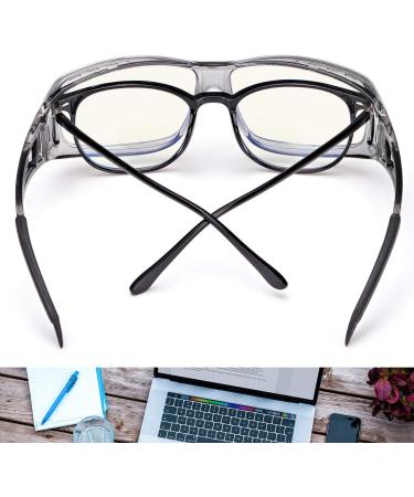 LVIOE Fit Over Blue Light Blocking Glasses | Anti Blue Light Eyewear for Prescription & Reading Glasses - A01 Grey Frame - Buy Online on GoSupps.com