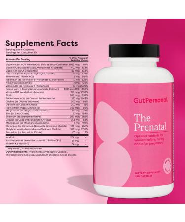 GutPersonal The Prenatal Supplement Alleviates Morning Sickness and Contains Essential Nutrients Formulated to be The Complete Prenatal and Postnatal Support - 180 Capsules - Buy Online on GoSupps.com