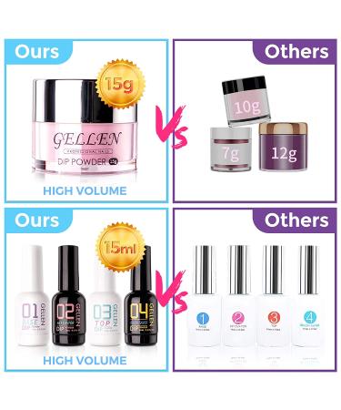 Gellen Dip Powder Nail Kit - 6 Color Acrylic Starter Set with Top & Base Coat, Clear Dipping Powder Liquid - DIY Manicure Kit for Home/Salon Nail Art - Gentle Nudes - Buy Online on GoSupps.com