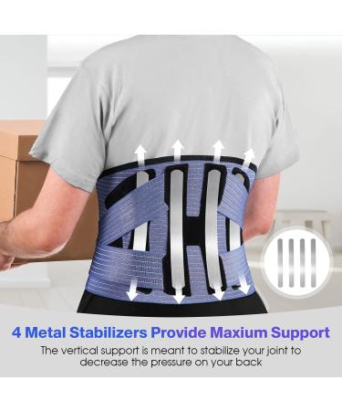 NEENCA Back Support Brace | Adjustable Lumbar Support for Pain Relief | FSA/HSA Approved | XXX-Large Navy Blue-Black - Buy Online on GoSupps.com