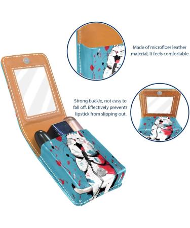 Travel Lipstick Organizer Case | Portable Makeup Bag with Mirror | Cartoon Cat Design - Shop Internationally - Buy Online on GoSupps.com