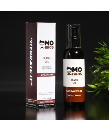 Beard Oil | Sandalwood | Large 100ml | Softens Hydrate & Conditions Facial Hair | Promotes Growth Reduces Dryness & Itching | Contains Natural & Premium Ingredients Argan Jojoba Sweet Almond & Grapeseed Oil - Buy Online on GoSupps.com