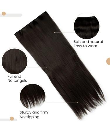 S-noilite Fashion 26 Half Full Head Clip in Hair Extensions Dark Brown - Long Straight Extension 26 Inch - Buy Online on GoSupps.com
