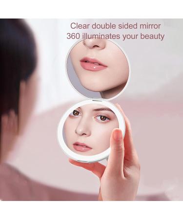 LED Lighted Travel Makeup Mirror Mini Portable Folding Mirror for Purse Mini Travel Anti Fog Double Sided Mirrors Rechargeable Vanity Makeup Mirror for Pocket Gift Women - Buy Online on GoSupps.com