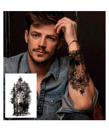 Large Wolf Temporary Tattoos - 10 Sheets | Waterproof Fake Tattoo Stickers for Men Women | Cool 3D Wolf Designs for Arm - Buy Online on GoSupps.com