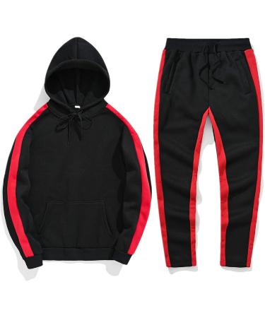 Hanxiulin Men's Jogging Suit - Casual Hooded Zipper Training Sweat Jacket | Sports Clothing for Running & Leisure - Black XXL - Buy Online on GoSupps.com