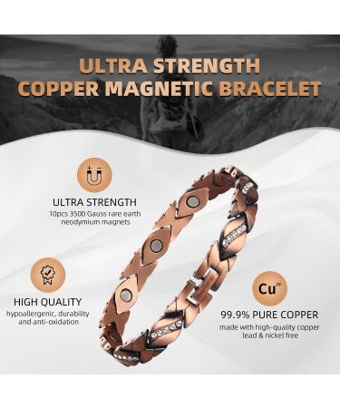 MagEnergy Pure Copper Magnetic Bracelet | 3500 Gauss Magnets | Adjustable Wristband for Women | Copper Crystal Jewelry Gift - Buy Online on GoSupps.com