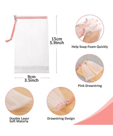 Cobahom 12 Pcs Pink Soap Bags for Handmade Soap - Mesh Foaming Net Sack with Drawstring for Bath & Shower - Buy Online on GoSupps.com