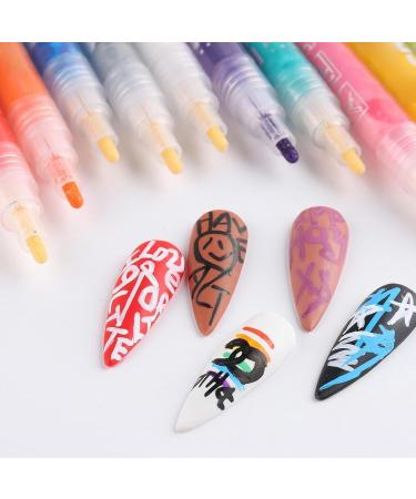 Nail Drawing Pennn - 12 Color 3d Pens Quick Dry Liners | Odorless Long Lasting Nail Drawing Pennn Set Detailing Fine-Tip Manicure Pens for Gel Nail Polish Nails Acrylic Nails - Buy Online on GoSupps.com