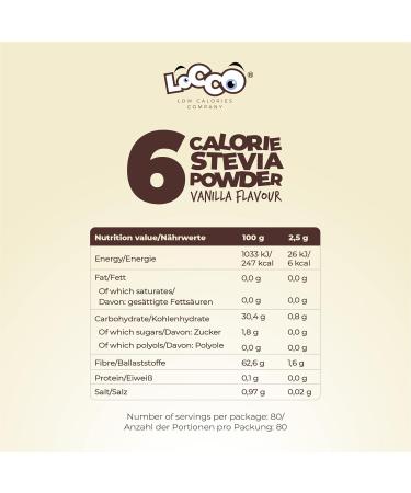 Locco Vanilla Flavour Powder 200g | Sugar-Free, 6 Calories, 0g Fat | Vegan Keto with Stevia | Dietary Supplement - Buy Online on GoSupps.com