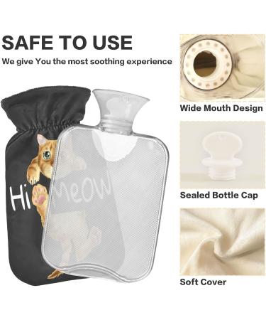 Funny Cat Hot Water Bottle with Cover - Pain Relief for Kids & Adults | 1L Optimal Comfort - Buy Online on GoSupps.com