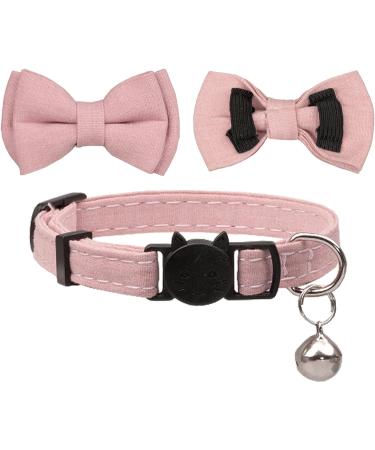 Breakaway Cat Collar Set with Bell, Bowtie, and Floral Design - 2pcs Leopard & Pure-Pink | Adjustable and Detachable Safety Feature for Cats and Small Pets - Buy Online on GoSupps.com