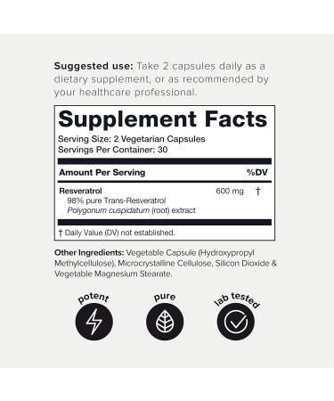 Toniiq Ultra High Purity Resveratrol Capsules - Anti Aging Support  60 Count - Buy Online on GoSupps.com