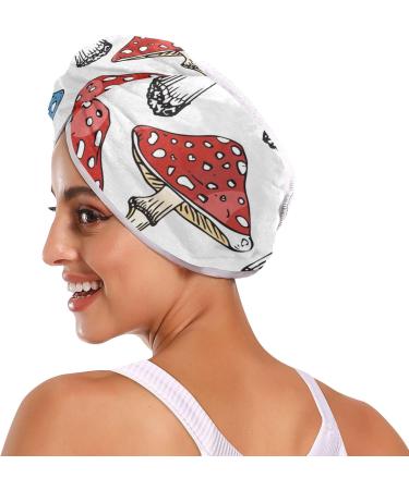 Red Blue Yellow Mushroom Hair Towel 2 Pack | Super Absorbent Quick Dry Hair Turbans for Women & Girls - Buy Online on GoSupps.com