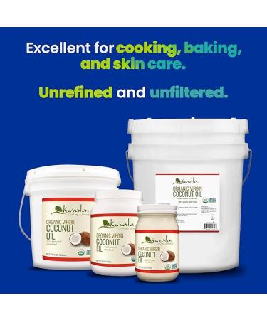 Kevala Organic Coconut Oil – Unrefined, Cold Pressed, Cooking Oil, Hair Oil, Body Oil, Non GMO, Vegan, Gluten Free, Raw Virgin Oil, Glass Jar, 16 oz - Buy Online on GoSupps.com