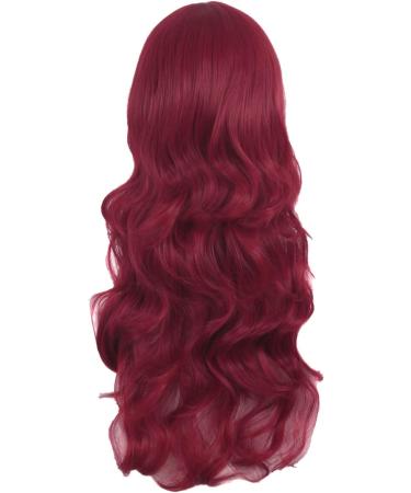 MapofBeauty 28 Inch Red Long Curly Synthetic Wig with Side Bangs for Women - Buy Online on GoSupps.com