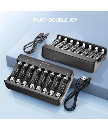 RayHom Rechargeable AAA Batteries with Charger 1100mAh Ni-MH Rechargeable Triple A Batteries Rechargeable Battery 8 Slots Battery - Pack Of 2 - Buy Online on GoSupps.com